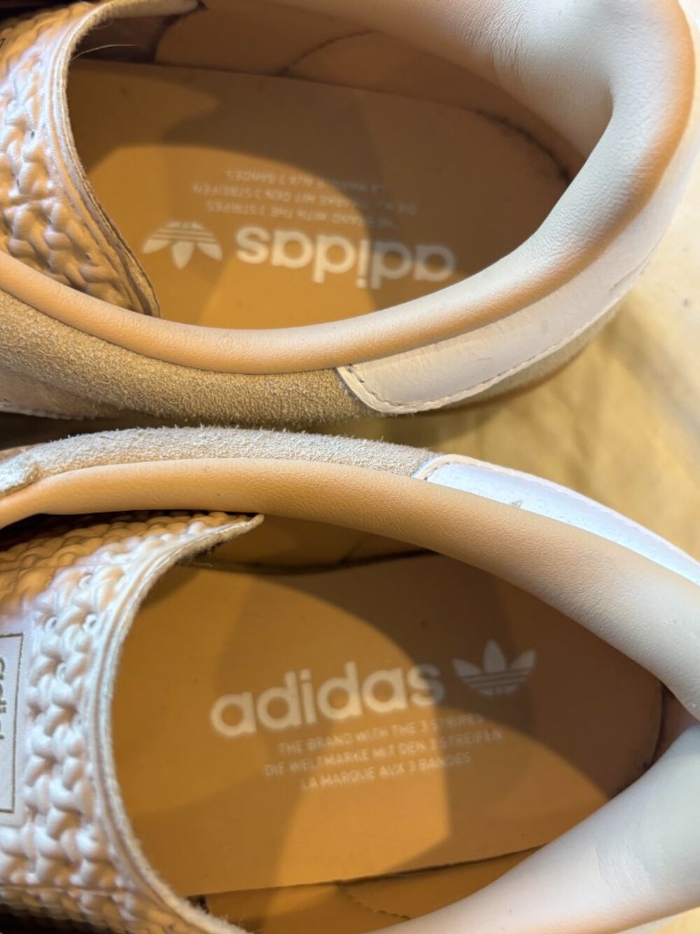 adidas Women's Beige Suede Sneakers with White Stripes - Picture 4 of 4